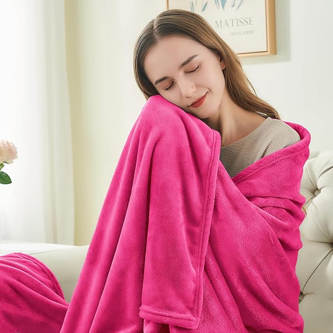 BEDELITE Fleece Blanket Soft Plush King Size Bed Blanket Hot Pink 108"x90" | Ultra Soft Fleece, Plush Microfiber, Lightweight Warmth, All Season Comfort, Fade Resistant, Machine Washable