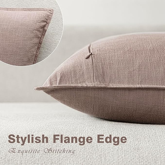 Foindtower Decorative Linen Lumbar Throw Pillow Covers 12x20 Dusty Pink | Pack of 2 Boho Farmhouse Pillowcase,Accent Neutral Solid Cushion Covers,Morden Home Decor for Couch Sofa Bedroom Living Room