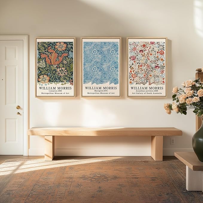 Framed William Morris Wall Art Set of 3, Large Vintage Floral Botanical Canvas Prints, Colorful Nature Artwork for Living Room, Bedroom, Hallway or Office Decor, Total Size 30x60 Inch | Nature artwork, Colorful prints, 30x60 inch, Living room, Bedroom,...
