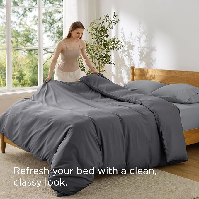 Bedsure Duvet Cover King Size, 1Pc Soft Double Brushed Bedding, Dark Grey | For Kids & Adults, 104"x90", Only 1 Comforter Cover, No Pillow Shams, Hotel Luxury, Breathable, Lightweight, Zipper Closure
