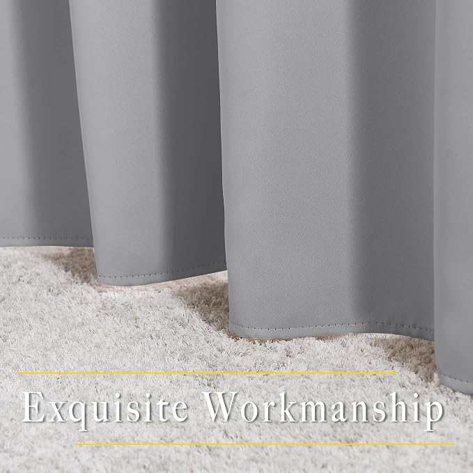 NICETOWN Room Darkening Curtains for Living Room - Easy Care Solid Thermal Insulated Grommet Light Blocking Vertical Drapes for Bedroom (Silver Grey, W37 x L84, 2 Panels)