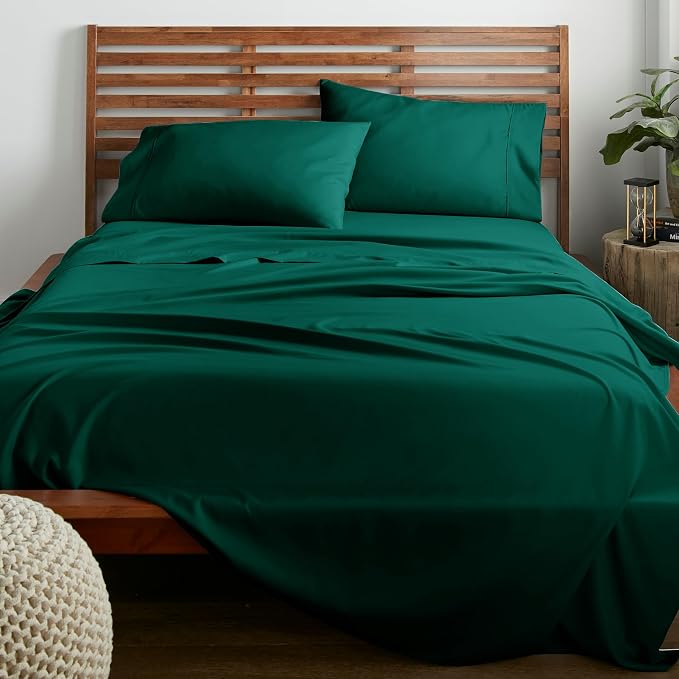 American Home Collection Queen Sheet Set - Ultra-Soft Microfiber 15-Inch Deep Pocket - Wrinkle Free and Fade Resistant (Emerald Green)