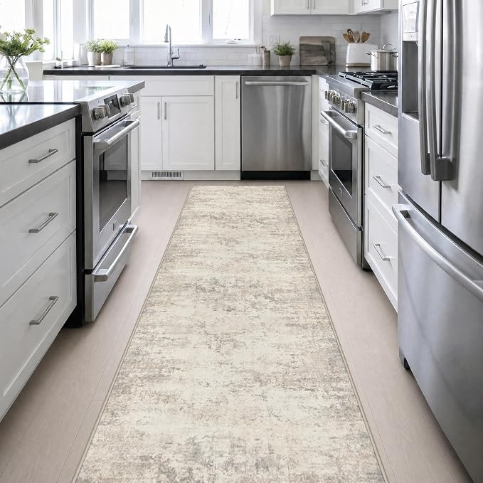 3x14 Washable Runner Rug：Modern Abstract Soft Carpet Brown Beige | For Hallway, Bedroom, Kitchen, Laundry, Bathroom,Door Mat,Modern Abstract,Machine washable,Non-Slip,Stain Resistant,Indoor