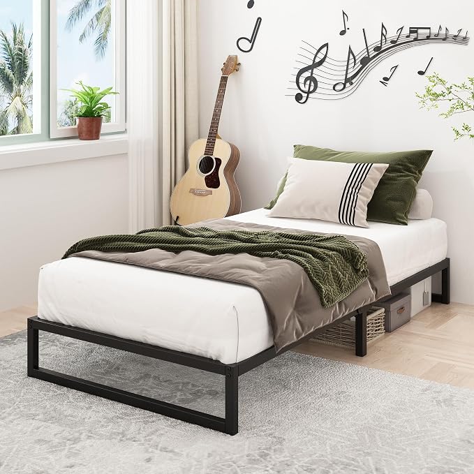 Lutown-Teen 9 Inch Twin Bed Frames with Heavy Duty Steel Slat Support | Twin Platform Bed Frame No Box Spring Needed, Noise Free, Easy Assembly, Black