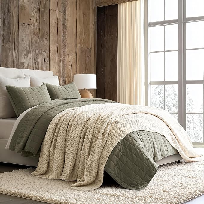 EVERGRACEHOME Chunky Chenille Knit Throw Blanket, 90 x 90, Beige | Sculpted Moss Stitch, Chic Modern Farmhouse, All-Season Warmth, OEKO-TEX® Certified, Oversized Queen for Couch, Bed, Sofa