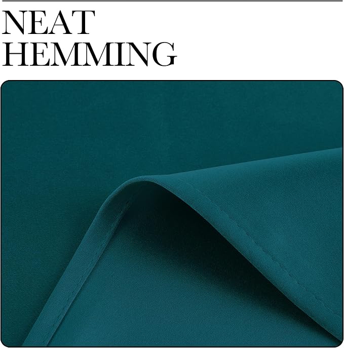 NICETOWN Teal Blackout Cafe Faux Silk Curtains for Small Windows, 42" Wide by 36" Long, 2 Panels, Rod Pocket Thermal Insulated Blackout Satin Drapes for Kitchen