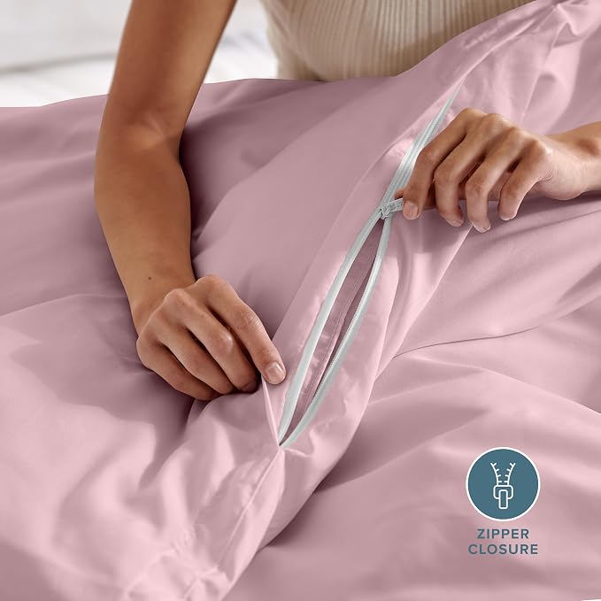 Bare Home Duvet Cover Set 1800 Ultra-Soft (California King, Dusty Pink) | Lightweight, Cooling, Breathable, Premium 1800 Ultra-Soft, All-Season