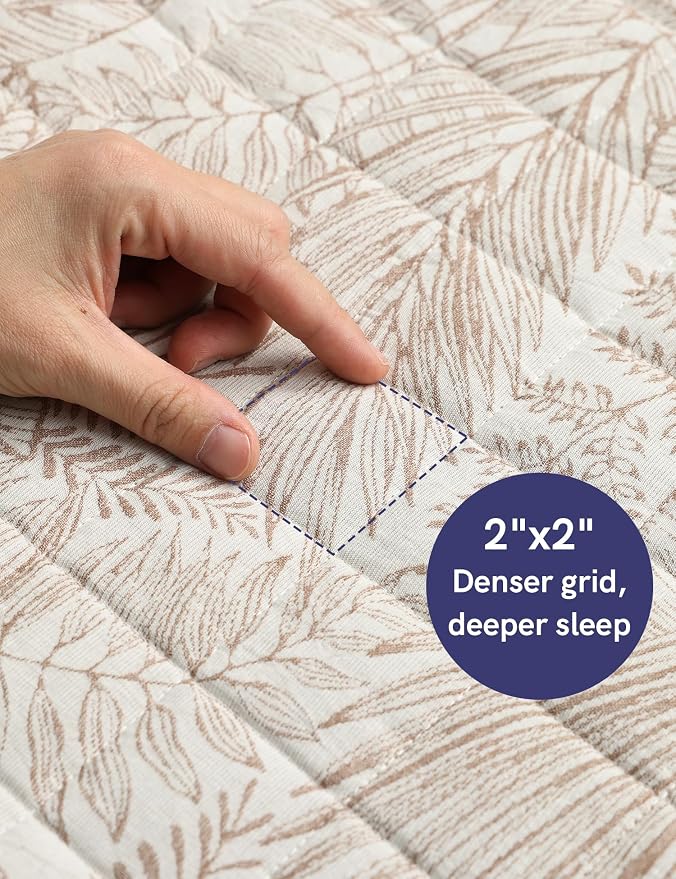 YnM King Size Linen Weighted Blanket for Adults (88x104 Inches, 50 Pounds, Palm Tree), Exclusive Smallest Compartments with Glass Beads, Extra Heavy Bed Blanket for Two Persons on Queen or King Bed