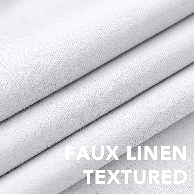 H.VERSAILTEX White Linen Blackout Curtains Durable Thick Textured Linen Look 100% Blackout Patio Door Curtain Anti Rust Grommet Extra Wide Sliding Door Curtain Panel, W100 x L84 inch- Bright White