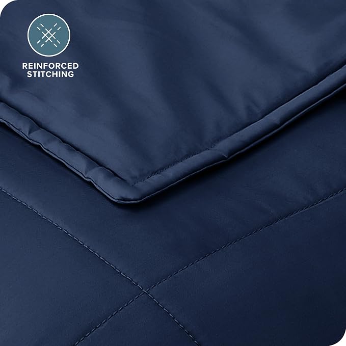 Bare Home Cotton Weighted Blanket (Dark Blue, 40"x60" 10lbs) | Twin or Full Size, All-Natural 100% Cotton, Premium Heavy Blanket Nontoxic Glass Beads