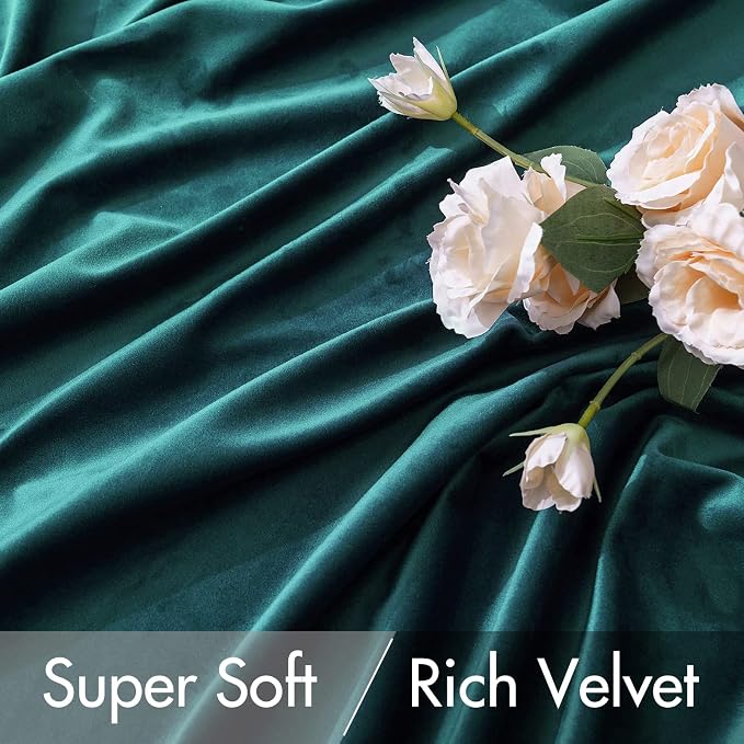 MIULEE Velvet Blackout Curtains 52x108 inches 2 Panels Emerald Green | Luxury, Bedroom Living Room, Thermal Insulated, Home Christmas Decor, Super Soft Window Drapes, Rod Pocket & Back Tab