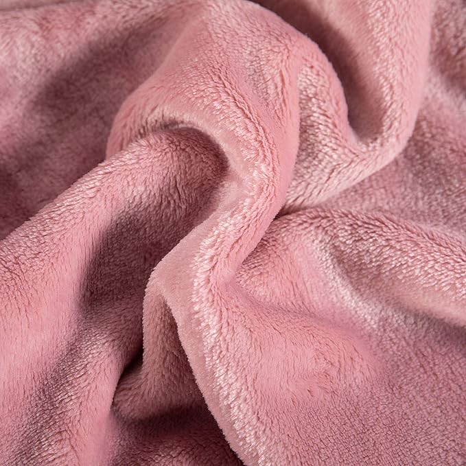 TASTHROW Large Flannel Fleece Throw Blanket, 50×70 Inch - Pink | Cozy Lightweight Thick Blanket - All Seasons Suitable for Women, Men and Kids (Two Pack)