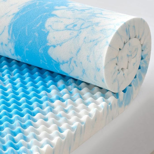 SINWEEK 2 Inch Egg Crate Memory Foam Mattress Topper King Size, Soft Mattress Pad for Back Pain Relief, Bed Topper, CertiPUR-US Certified, Blue