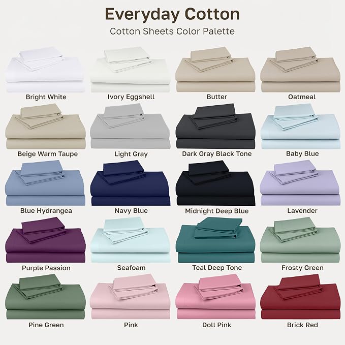 Soft Natural 100% Cotton Sateen Twin Bed Sheet Set, 3 Pc Set, Seafoam | Backed by Good Housekeeping Seal, Light & Breathable For Hot Sleepers, All-Around Elastic, Durable, Easy Care