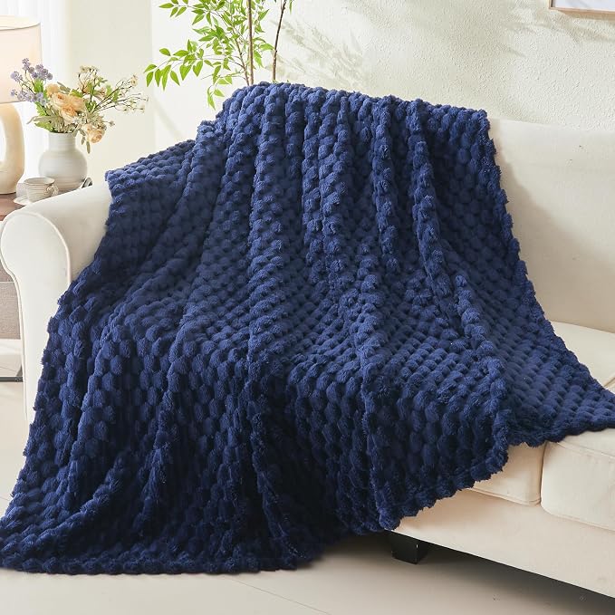 NEWCOSPLAY Fleece Clouds Cozy Throw Blanket for Couch, Dark Navy, 50"x60" | Premium Silky Flannel Blanket, Soft Lightweight Fluffy Throw Blanket for Bed Sofa Decor, Gift for All Season Use