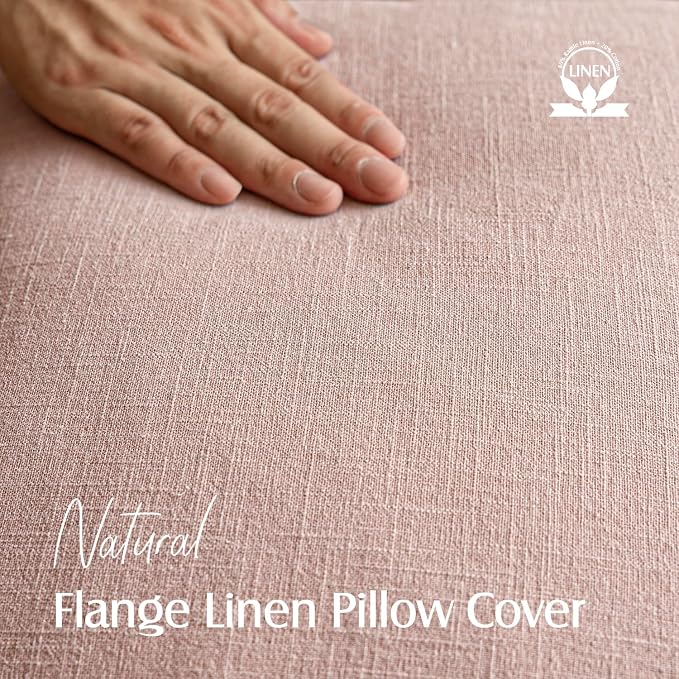 Foindtower Linen Solid Decorative Throw Pillow Covers 22x22 Inch Light Pink | Pack of 2 Boho Farmhouse Morden Pillowcase,Accent Rustic Cushion Covers,Home Decor for Chair Couch Sofa Bedroom Living Room