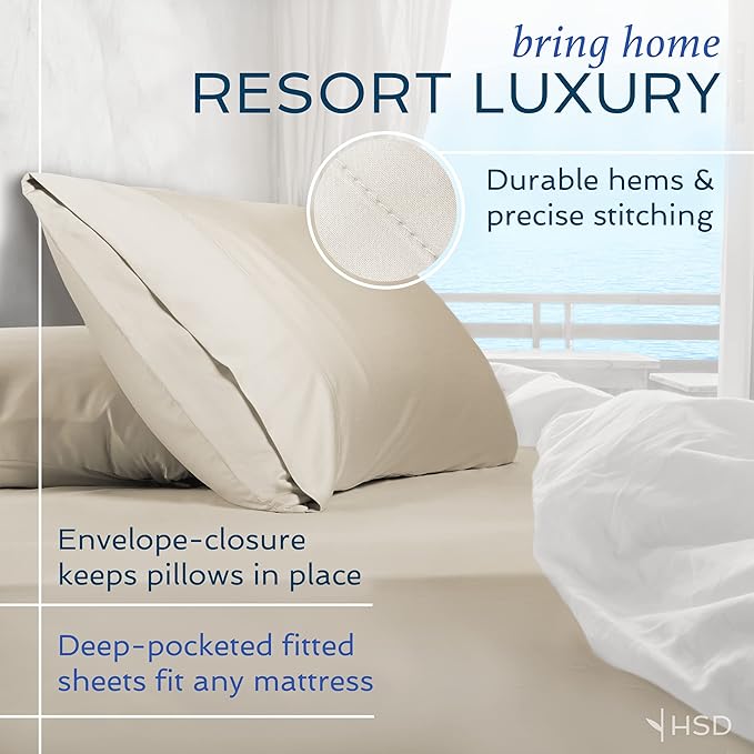 Hotel Sheets Direct 3 Piece Bed Sheet Set Twin Size, 100% Viscose Derived from Bamboo Sheets Set with 1 Pillowcase, Cooling & Breathable Luxury Bedding, Moisture-Wicking & Silky Soft, Light Blue