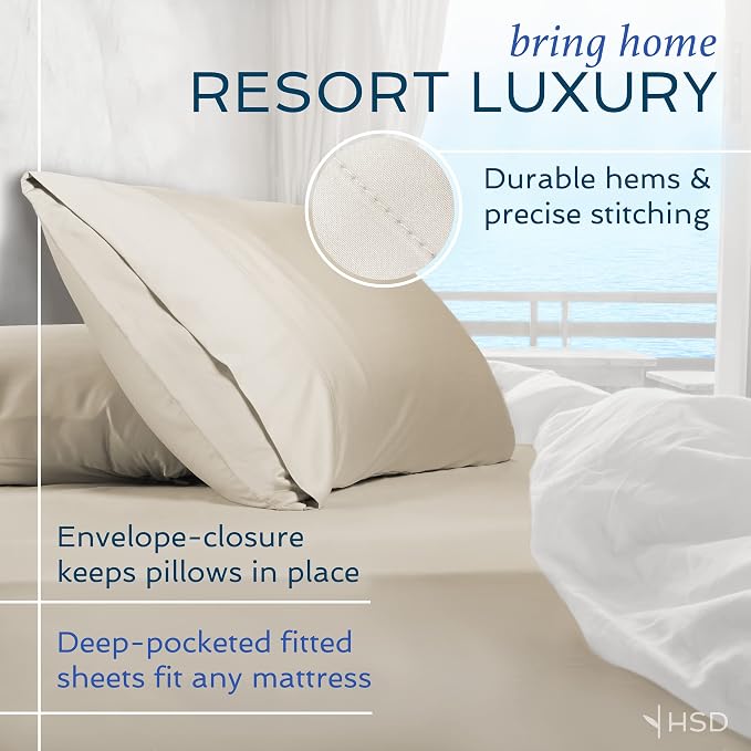 Hotel Sheets Direct 4 Piece Bed Sheet Set Full Size, 100% Viscose Derived from Bamboo Sheets Set with 2 Pillowcases, Cooling & Breathable Luxury Bedding, Moisture-Wicking & Silky Soft, Light Gray