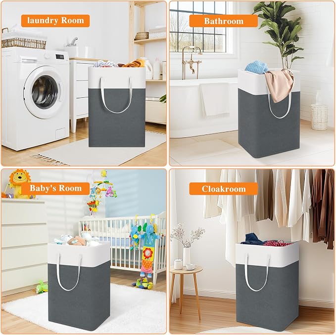 TasticTotes Laundry Basket 3-Pack, Laundry Hamper, 75L-Grey | Clothes Laundry Hamper, Collapsible Laundry Basket, Freestanding laundry hamper with Handles for Home or Dorm