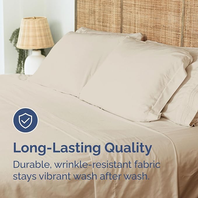 Queen Flat Sheet - Single Top Flat Sheet Only - Soft & Cooling - Cream | Hotel Luxury Top Flat Sheet Only, Ultra-Soft, Breathable & Cooling, Fade & Wrinkle Free, Easy-Care, Stain & Shrink Resistant