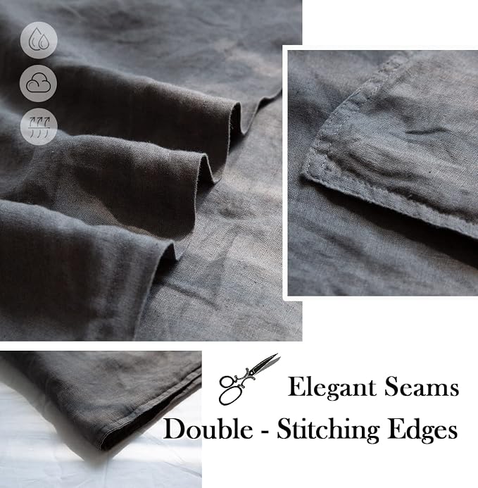 Simple&Opulence 100% Washed Linen Euro Shams 26'' x 26'' Pack of 2, Basic Style Solid Color Natural Flax Farmhouse Decorative Square Throw Pillow Covers for Bed Couch Sofa - Dark Grey