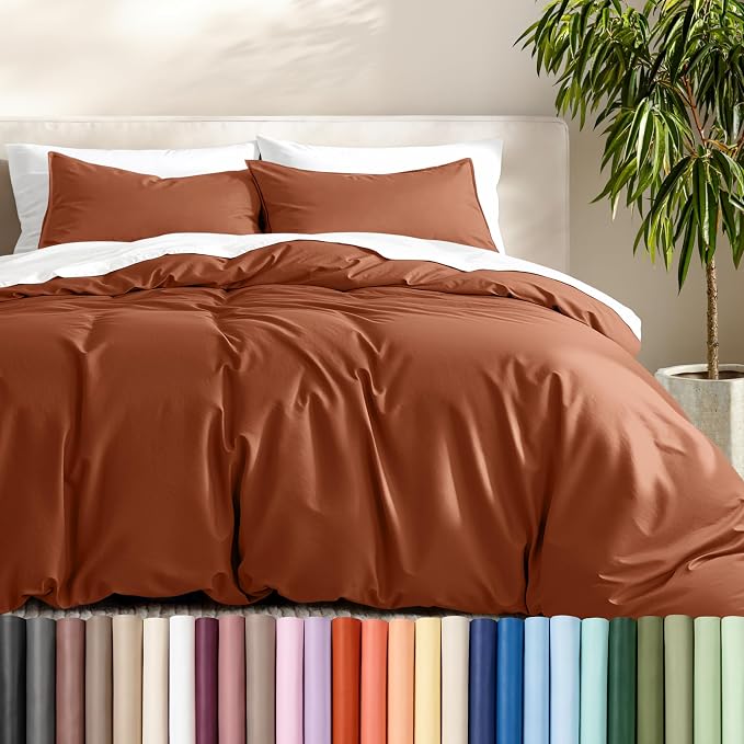 Bare Home Duvet Cover Set 1800 Ultra-Soft (King, Terracotta) | Lightweight, Cooling, Breathable, Premium 1800 Ultra-Soft, All-Season