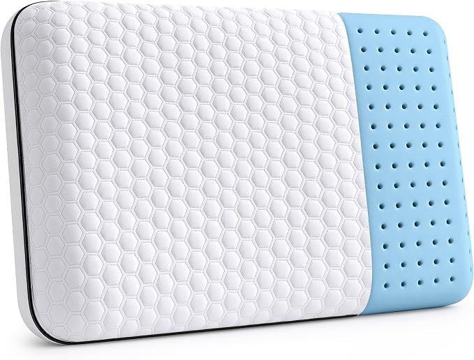 Utopia Bedding Memory Foam Pillows for Sleeping, Cooling Pillow (Queen) | Perforated Memory Foam pillow, pack of 1, Breathable Airflow Design, Back, Side & Stomach Sleepers, Machine Washable cover