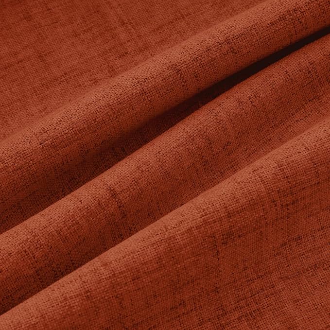 MIULEE Fall 100% Blackout Linen Curtains 42 x 72 Inch Burnt Orange 2 Panels | Thermal Insulated, Room Darkening Drapes for Bedroom Living Room, Back Tab Rod Pocket Pinch Pleated, Solid Luxury Decor