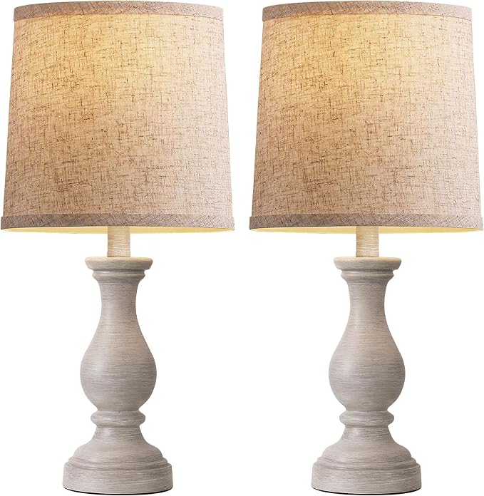 22" Farmhouse Table Lamps Set of 2, Rustic Bedside Lamps for Bedroom | Lamps for Living Room, Night Stands, End Table, Office, Desk, Clearance, Boho Decor, Linen Shades