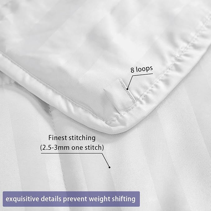 yescool Weighted Blanket for Adults (25 lbs, 60" x 80", Snowy Stripes) Heavy Blanket for Sleeping Perfect for 240-260 lbs, Queen Size Breathable Blanket with Premium Glass Bead, Machine Washable