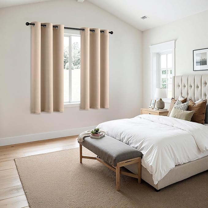 MIULEE Blackout Curtains for Bedroom 2 Panels 40 x 54 Inch Long Beige | Thermal Insulated, Living Room Darkening Grommet Drapes, Noise Reducing, Light Blocking Window Treatments