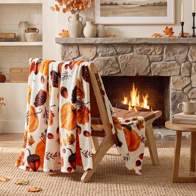 BEDELITE Fleece Blanket Soft Fall Throw for Couch Autumn Pumpkin 50"x60" | Ultra Soft Fleece, Plush Microfiber, Lightweight Warmth, Thanksgiving Gift, Fall Home Decor, Machine Washable, Couch Sofa Bed