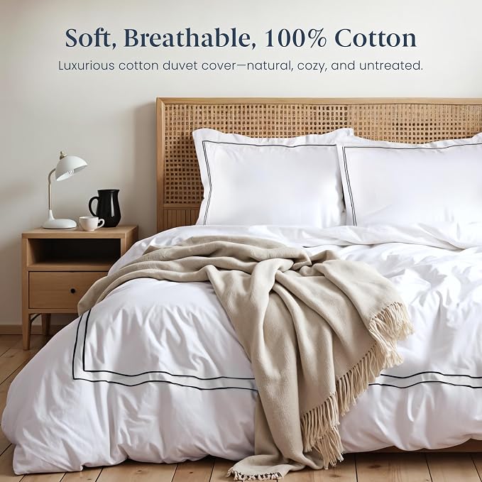 Ella Jayne Duvet Cover Queen Size (3 Pieces), 100% Cotton Percale, Full/Queen, Soft, Breathable & Lightweight, Including Duvet Cover (1 Piece) 90 x 90 Inches with 2 Pillow Shams (Black Design) | Queen Duvet Cover | Soft Cotton Percale | 90 x 90 In Cove...