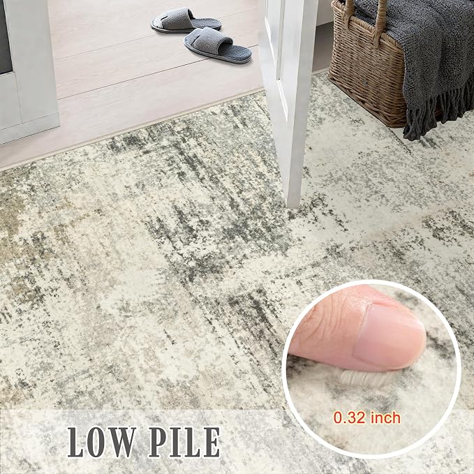 2x5 Washable Runner Rug：Modern Abstract Soft Carpet Ash Brown | For Hallway, Bedroom, Kitchen, Laundry, Bathroom,Door Mat,Modern Abstract,Machine washable,Non-Slip,Stain Resistant,Indoor