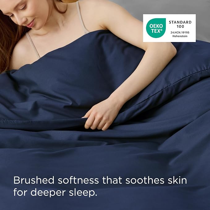 Bedsure Duvet Cover Queen Size, 1Pc Soft Double Brushed Bedding, Navy Blue | For Kids & Adults, 90"x90", Only 1 Comforter Cover, No Pillow Shams, Hotel Luxury, Breathable, Lightweight, Zipper Closure