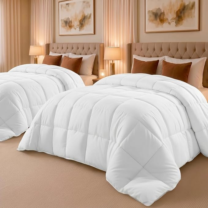 Utopia Bedding Full Size Comforter 2 Pack, Duvet Insert, White, 82 x 86 in | Soft and Fluffy Down Alternative Bed Comforter, All Season, Breathable, Corner Tabs, Box Stitched, Durable, Machine Washable