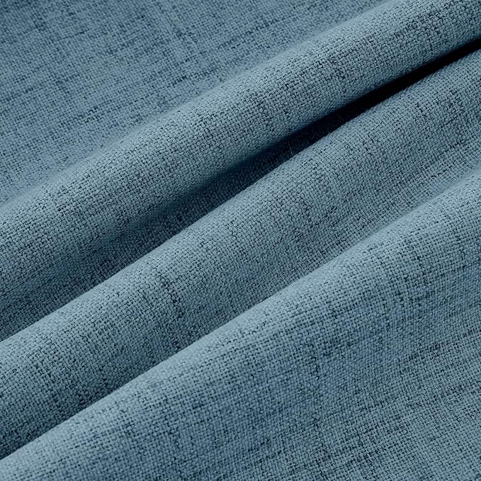 MIULEE 100% Blackout Linen Curtains 42 x 90 Inch Stone Blue 2 Panels | Thermal Insulated, Room Darkening Drapes for Bedroom Living Room, Back Tab Rod Pocket Pinch Pleated, Solid Luxury Decor