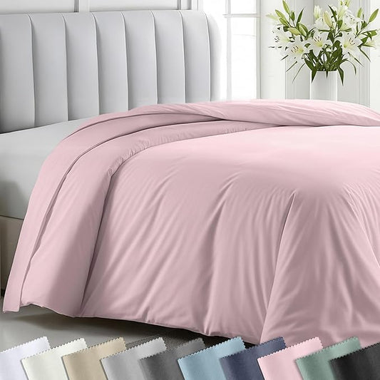 California Design Den Soft 100% Cotton Sateen King-Size Duvet Covers, Pink | Duvet Cover Only, Comforter Not Included, Backed by Good Housekeeping Seal, Button Closure & Corner Ties