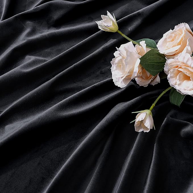 MIULEE Black Velvet Curtains 52x63 inches 2 Panels Luxury Blackout Curtains | Thermal Insulated, Super Soft Window Drapes for Bedroom Living Room, Rod Pocket & Back Tab, Halloween Decor