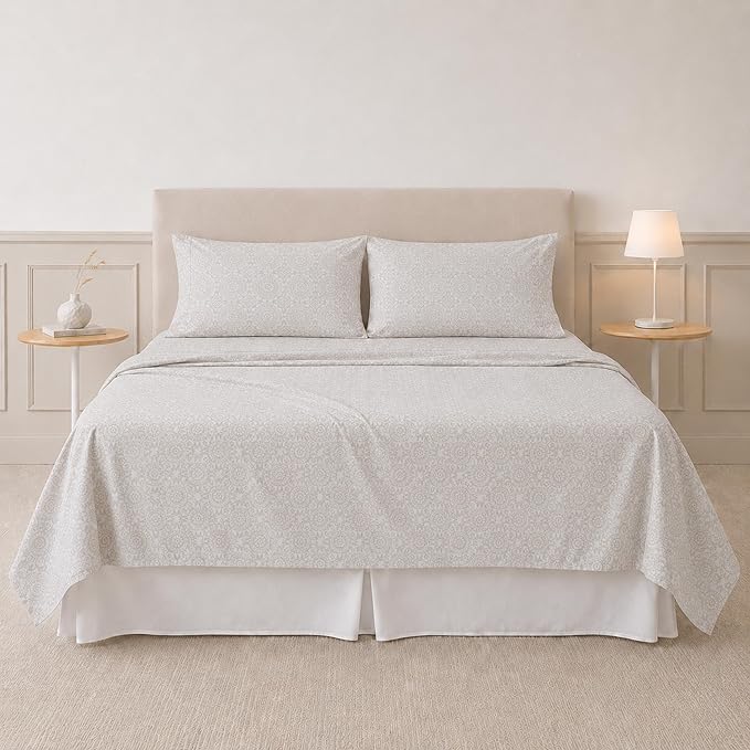 Modern Threads Printed 4-Piece Extra Soft Bedding Sheets & Pillowcase Set, Deep Pocket up to 16 inch Mattress Abella King