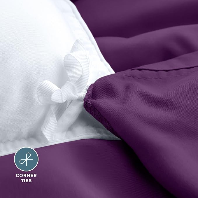 Bare Home Duvet Cover Set 1800 Ultra-Soft (Queen, Plum) | Lightweight, Cooling, Breathable, Premium 1800 Ultra-Soft, All-Season