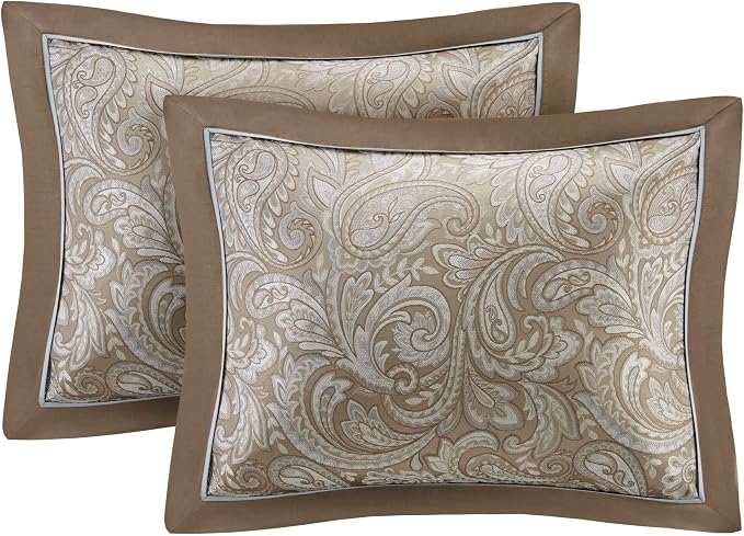 Madison Park Essentials Brystol 24 Piece Room in a Bag Faux Silk Comforter Jacquard Paisley Design Matching Curtains Down Alternative Hypoallergenic All Season Bedding-Set, Queen (90 in x 90 in), Blue | Matching Curtains Room in a Bag, Down Alternative...