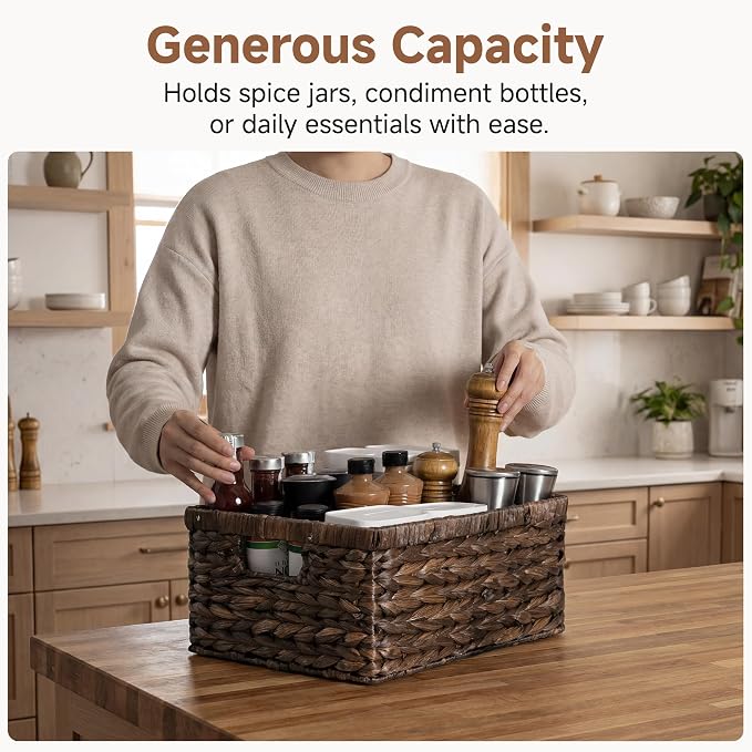 StorageWorks Wicker Storage Baskets,Decorative Baskets for Home Decor,1Pack | Water Hyacinth Wicker Storage Baskets for Shelves, Shelf Baskets for Organizing, Large Basket, Decorative Baskets for Storage