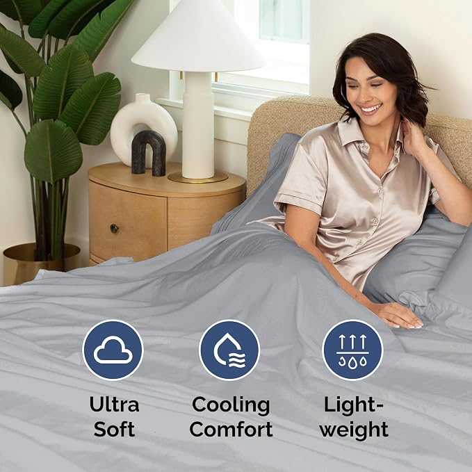 Full Flat Sheet - Single Top Flat Sheet Only - Soft & Cooling - Steel Blue | Hotel Luxury Top Flat Sheet Only, Ultra-Soft, Breathable & Cooling, Fade & Wrinkle Free, Easy-Care, Stain & Shrink Resistant