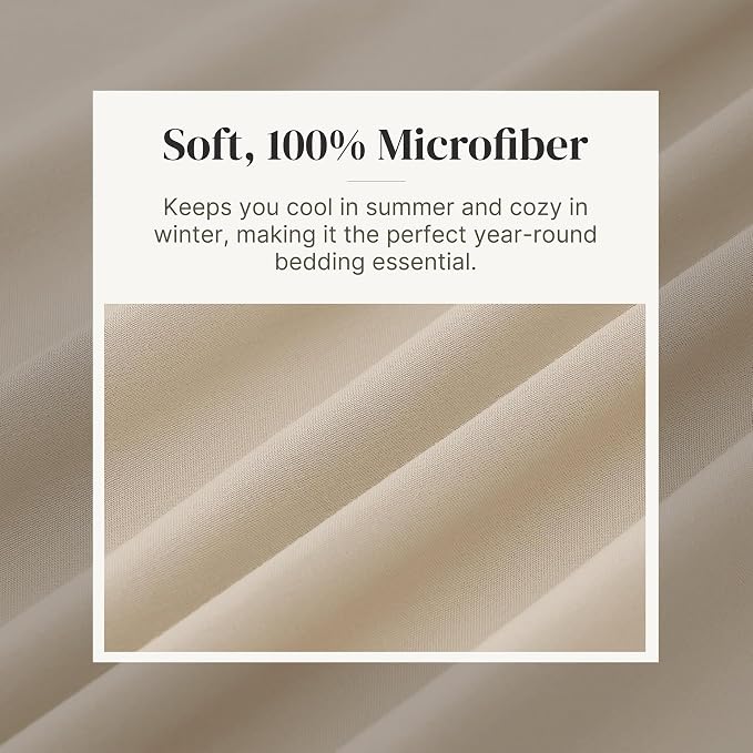 Modern Threads Soft Microfiber Solid Sheets - Luxurious Microfiber Bed Sheets - Includes Flat Sheet, Fitted Sheet with Deep Pockets, & Pillowcases Egg Shell Twin