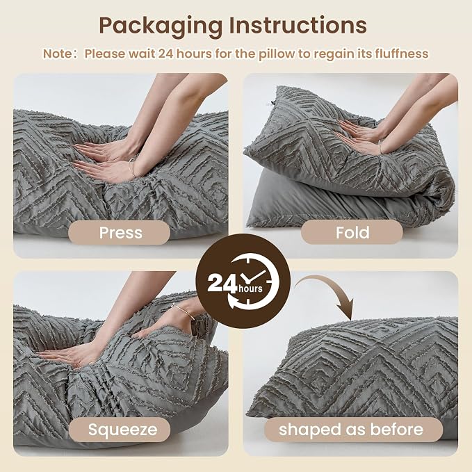 ZonLi Body Pillow for Adults Side Sleeper & Pregnancy - Memory Foam Insert Long Body Pillow 20 x 54 Inch with Tufted Boho Diamond Jacquard Pillowcase, Dark Grey