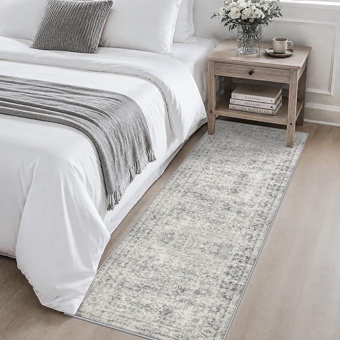 2x6 Washable Runner Rug：Modern Abstract Soft Carpet Black Grey | For Hallway, Bedroom, Kitchen, Laundry, Bathroom,Door Mat,Modern Abstract,Machine washable,Non-Slip,Stain Resistant,Indoor