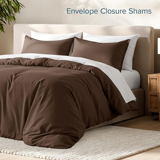 Bare Home Duvet Cover Set 1800 Ultra-Soft (Queen, Cocoa) | Lightweight, Cooling, Breathable, Premium 1800 Ultra-Soft, All-Season