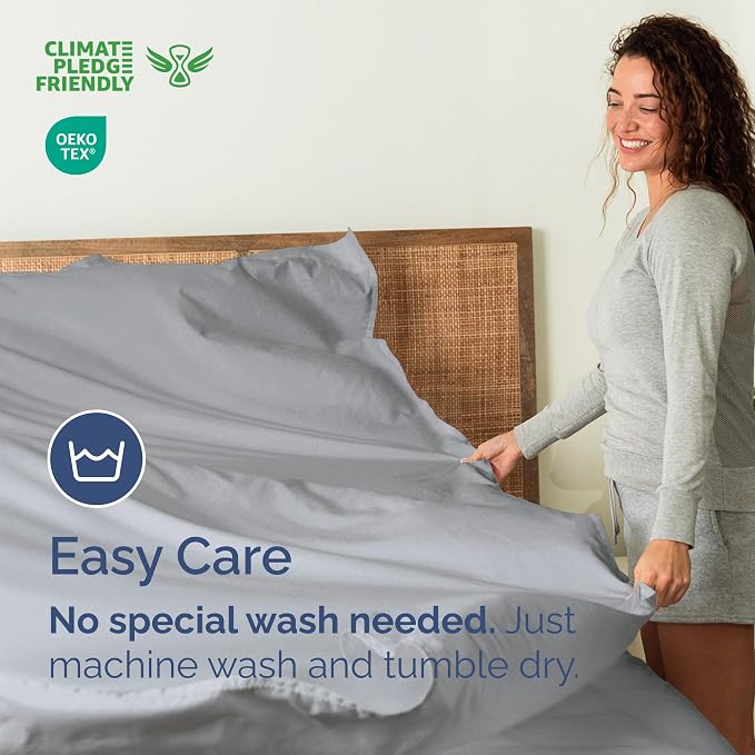 Full Flat Sheet - Single Top Flat Sheet Only - Soft & Cooling - Steel Blue | Hotel Luxury Top Flat Sheet Only, Ultra-Soft, Breathable & Cooling, Fade & Wrinkle Free, Easy-Care, Stain & Shrink Resistant