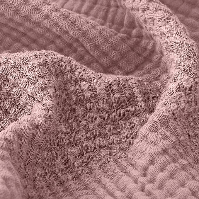 EMME Muslin Blankets for Adults Throw Blanket for Couch Breathable Gauze Soft Lightweight Airy Dusty Pink Twin XL 66" x 90"